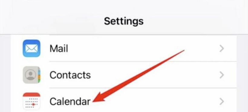 Truy cập vào cài đặt ứng dụng Calendar (Lịch) trong phần Settings (Cài đặt) của máy iPhone.